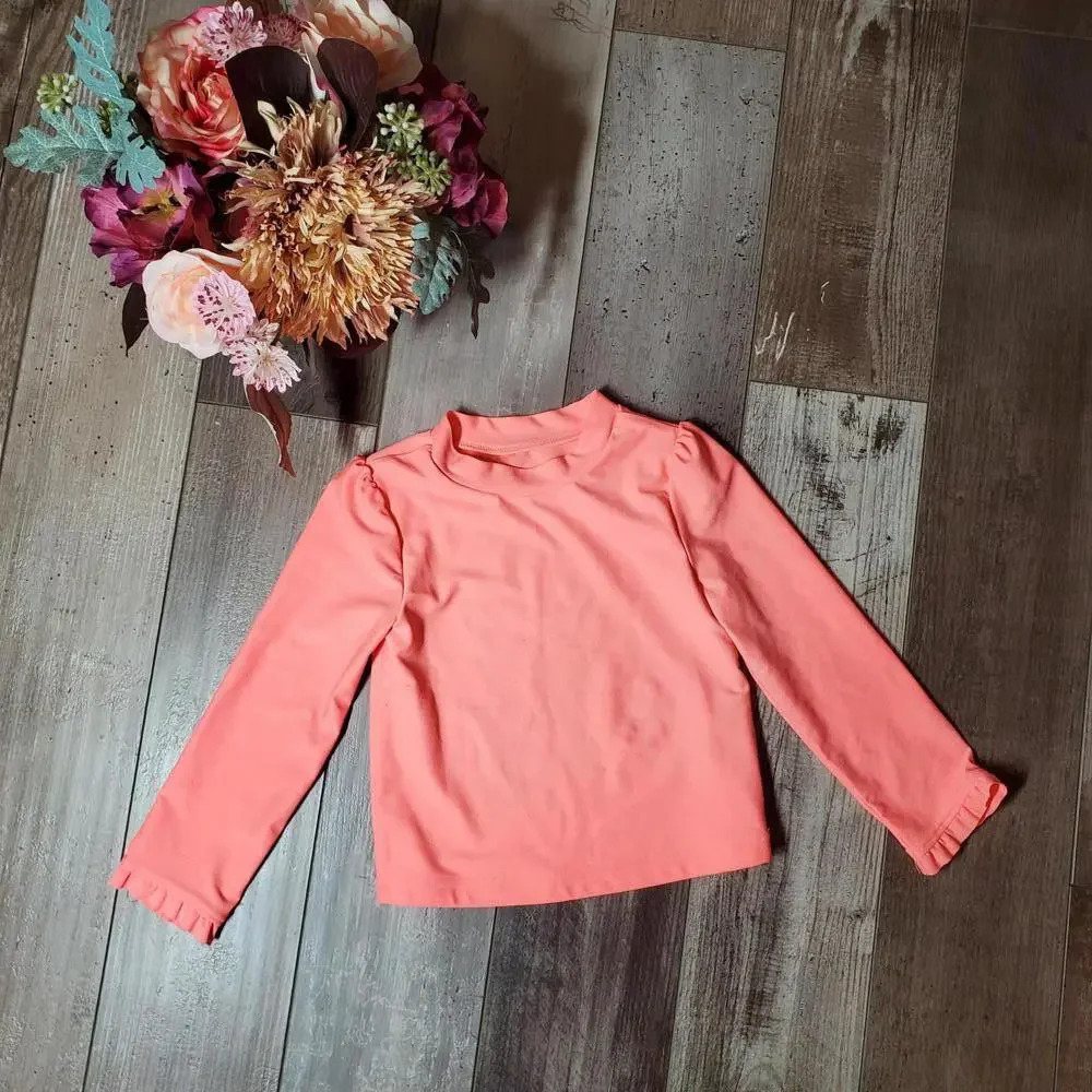 Simple Joys by Carter's Size 2T Coral Girl's Rash Guard Swimsuit Top Ruffles